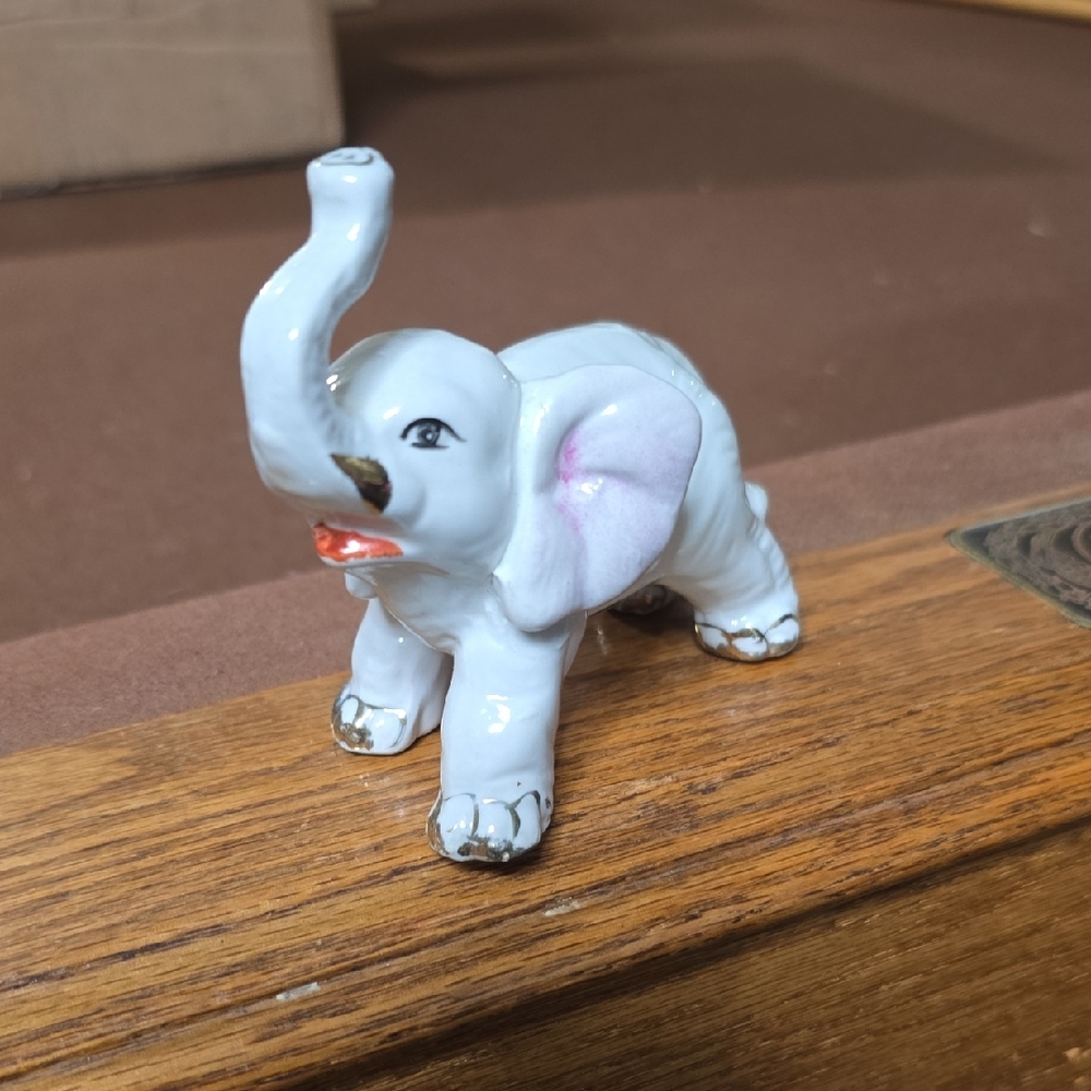 White Ceramic Elephant Figurine